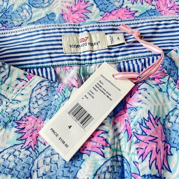🆕 Vineyard Vines Linen Blend Pineapple Cropped Pants - Picture 8 of 13
